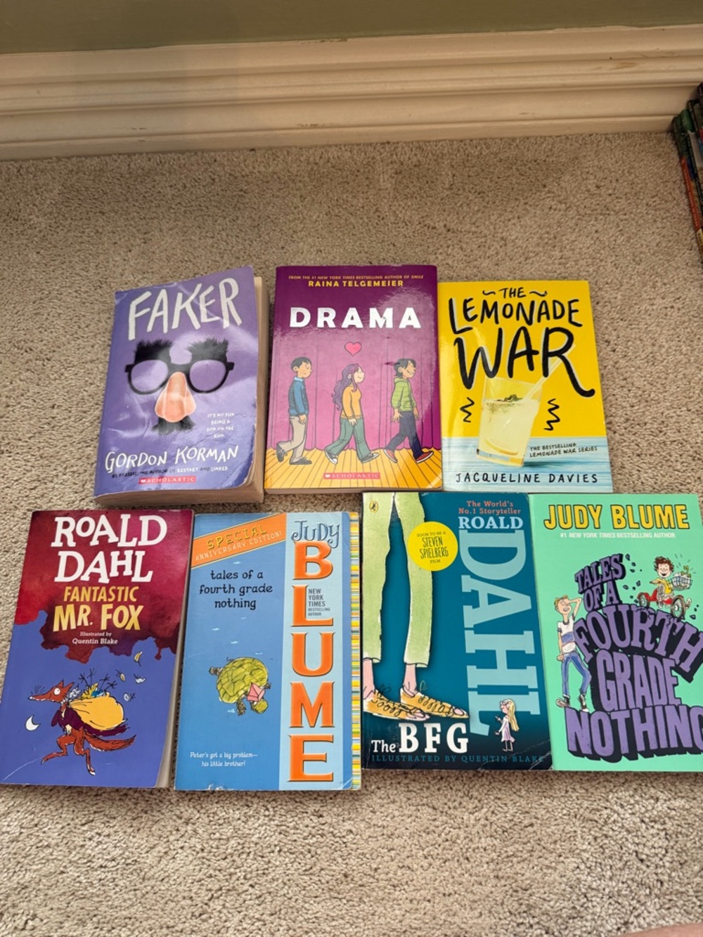 Kids Paperback Book Lot - Bright Colorful Covers (Purple, Yellow, Teal)